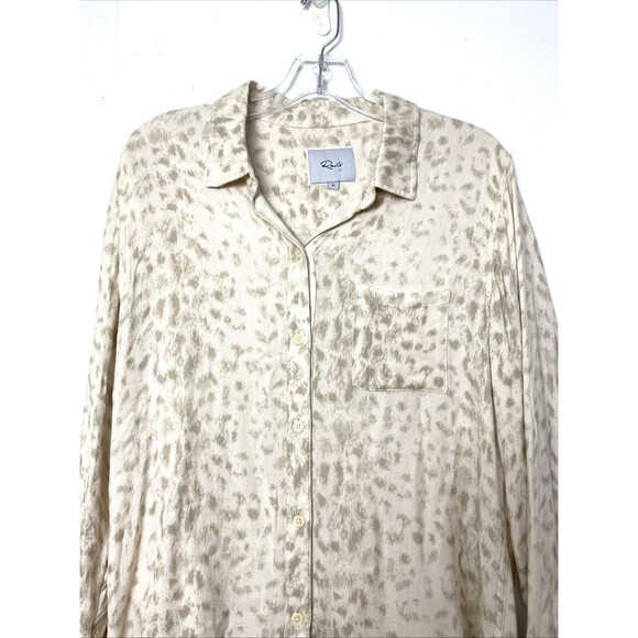 Rails Womens Button Down Shirt Size M Hunter Ivory Ikat Tan Long Sleeve Soft - Picture 4 of 13
